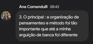 Depoimento de uma participante da Oficina de Leitura e Escrita