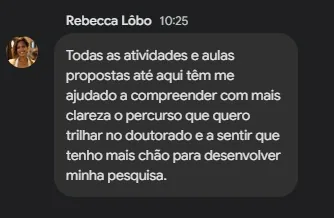 Depoimento de uma participante da Oficina de Leitura e Escrita